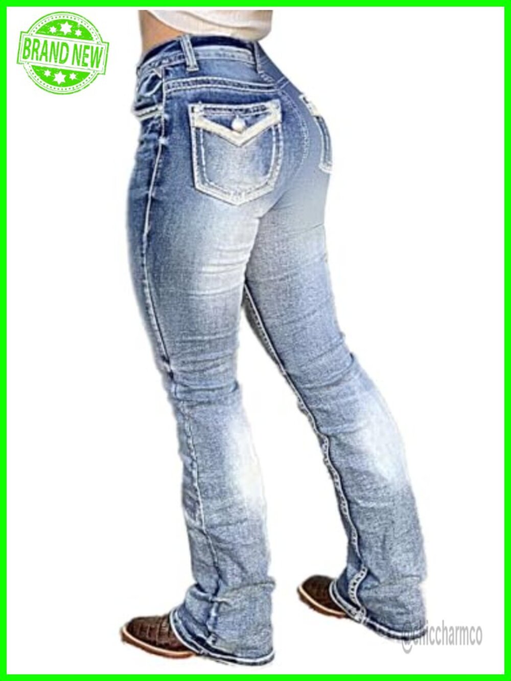 Boot Cut Mid Rise Stretch Jeans Butt Lifting Tummy Control